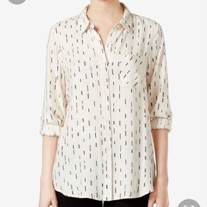 kensie Stop & Go Roll-Tab-Sleeve Printed Shirt